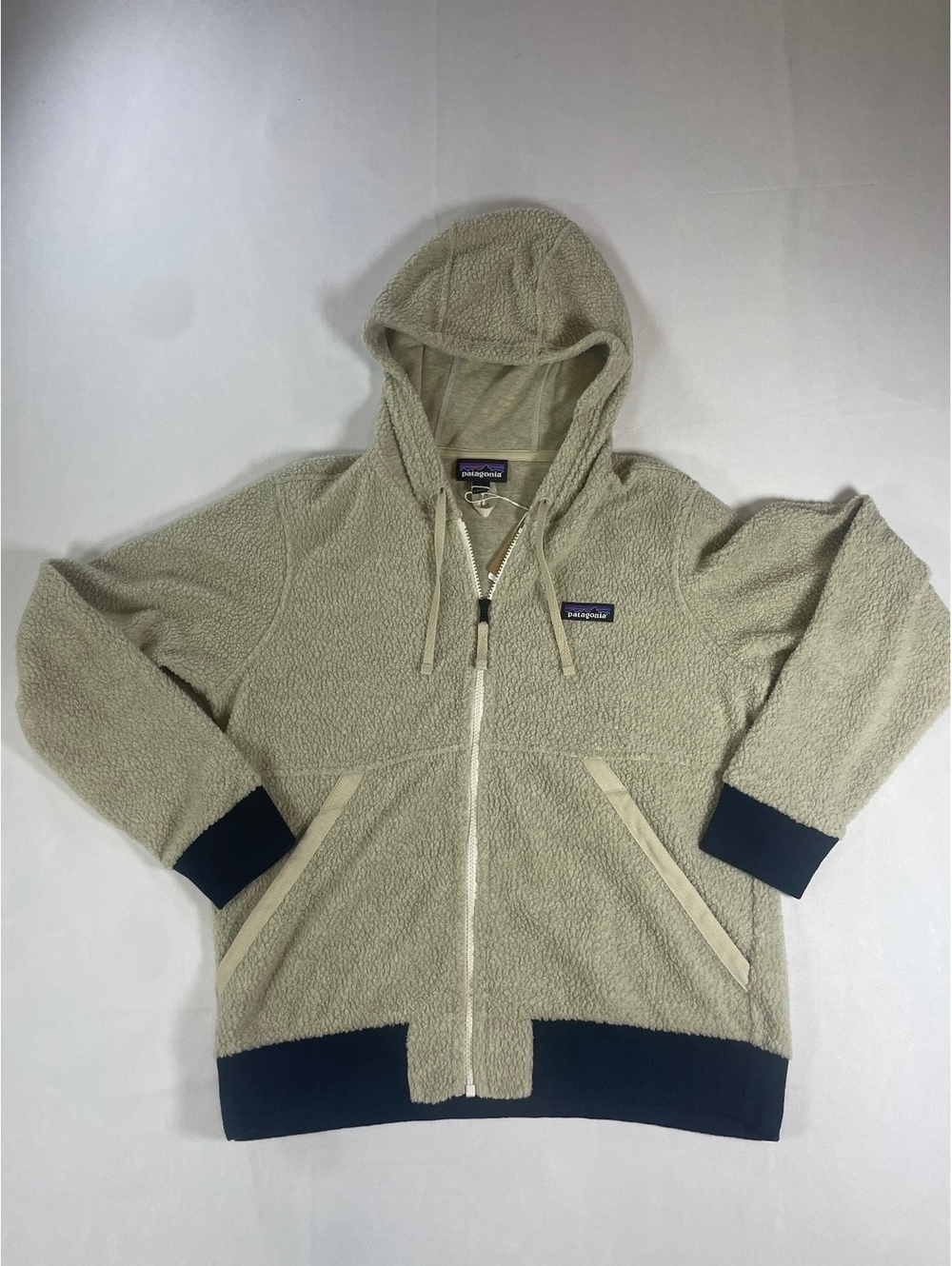 Patagonia Womens Shearling Hoody Full Zip Fleece Jacket Natural Beige Medium M